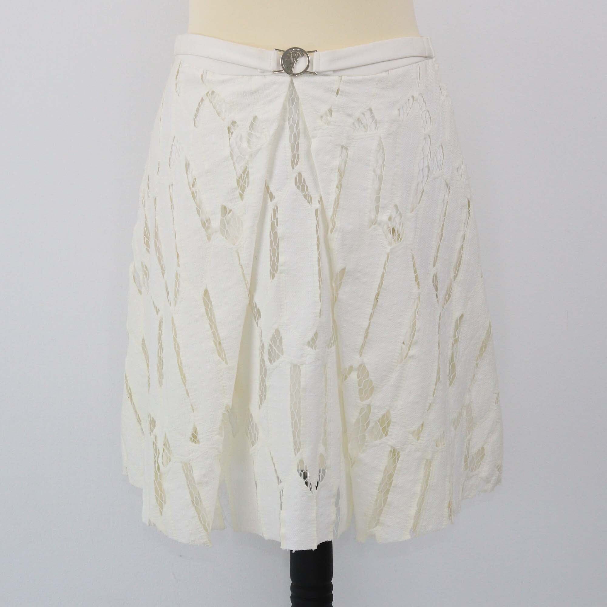 Versace Collection White Cut Out Skirt Womens Versace 