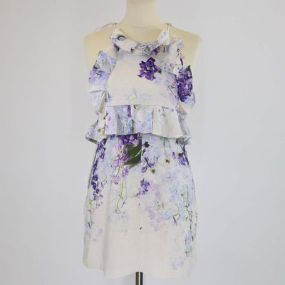 Zimmermann Multicolor Floral Print Linen Pinafore Mini Dress