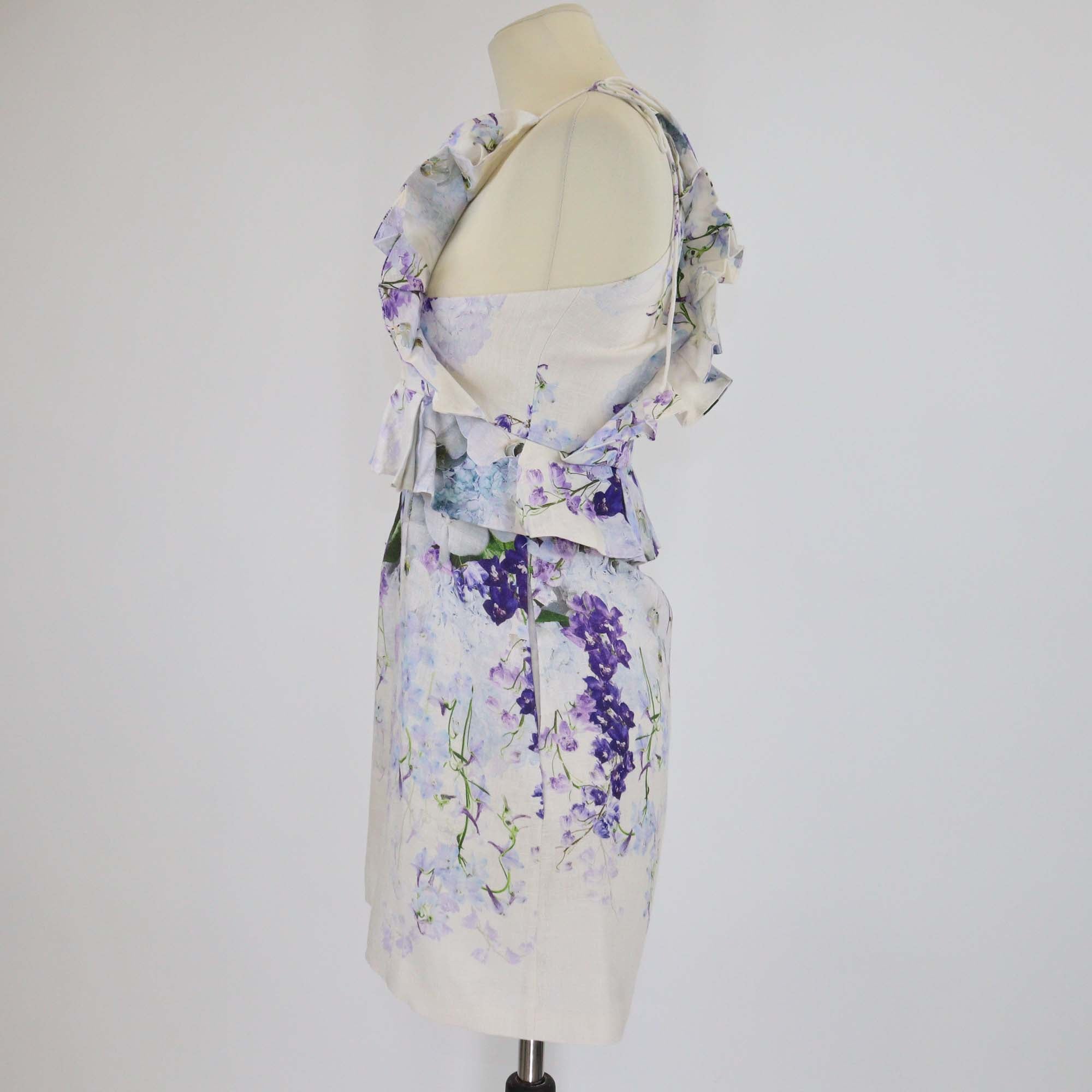 Zimmermann Multicolor Floral Print Linen Pinafore Mini Dress
