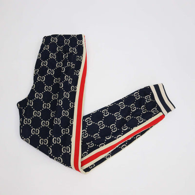 Gucci Navy Blue Cotton GG jacquard Sweatpants