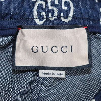 Gucci Navy Blue Cotton GG jacquard Sweatpants