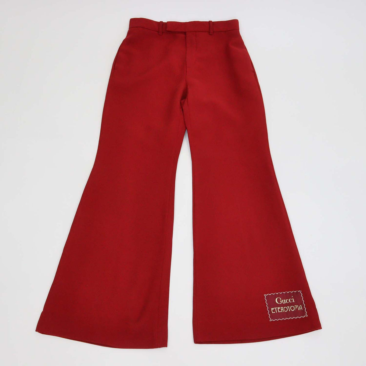 Gucci Red Silk Wool Eterotopia Flared Pants
