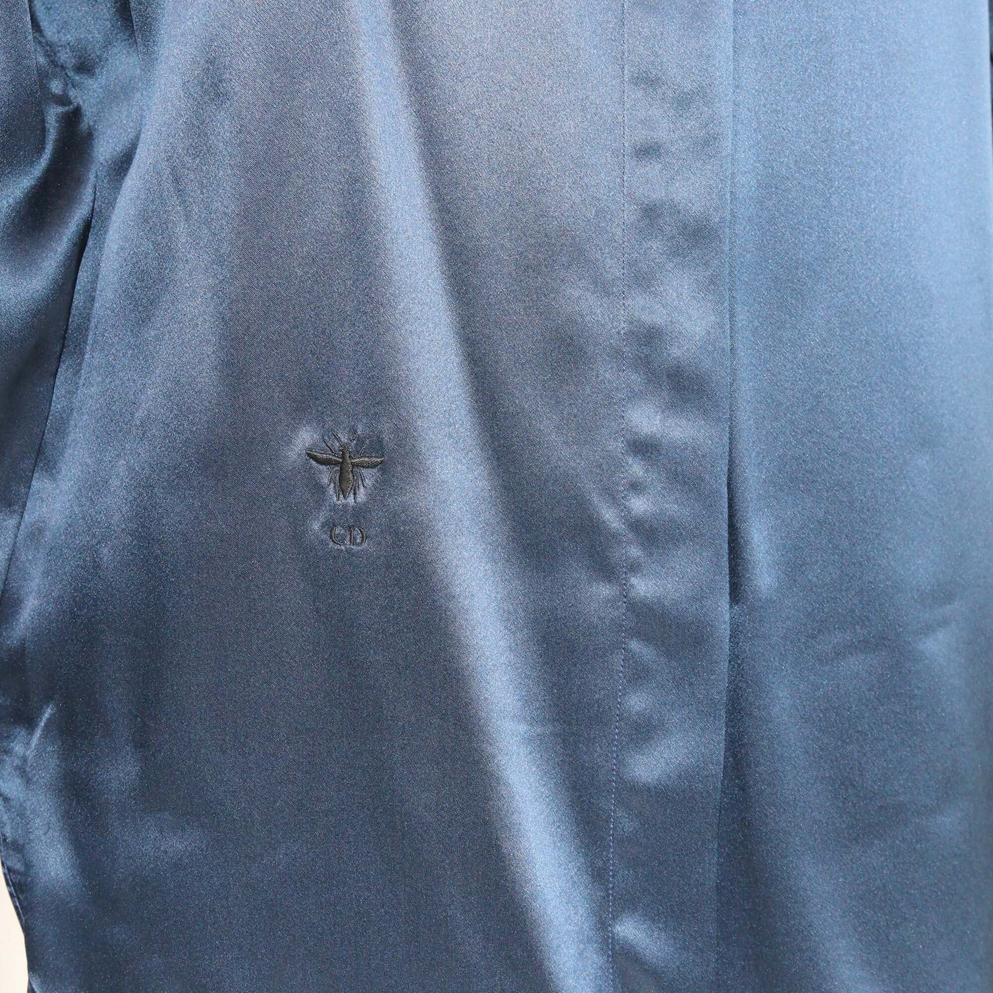 Christian Dior Navy Blue Bee Embroidered Long Sleeve Blouse Womens Christian Dior 