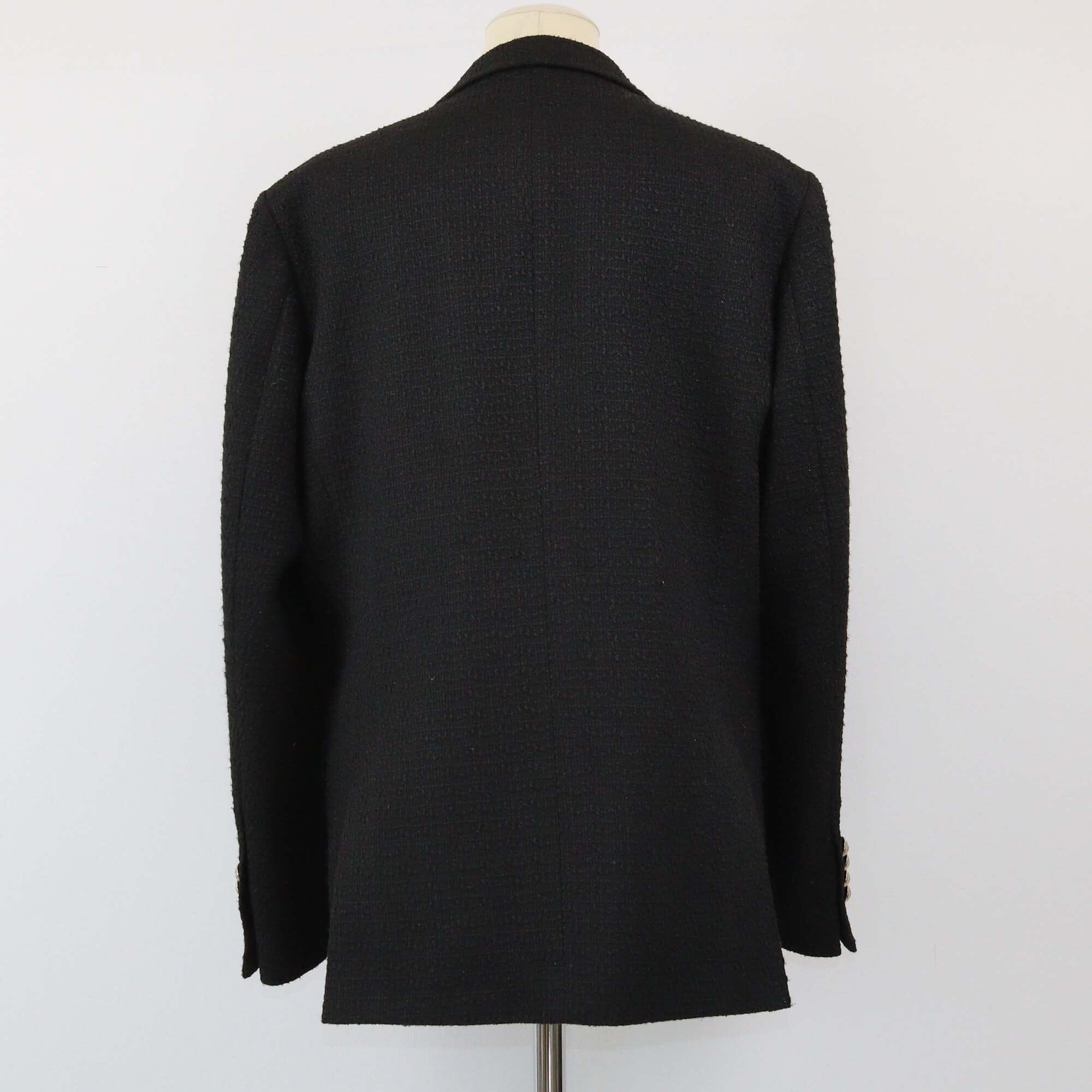 Balmain Black Textured Double Breasted Blazer Mens Balmain 