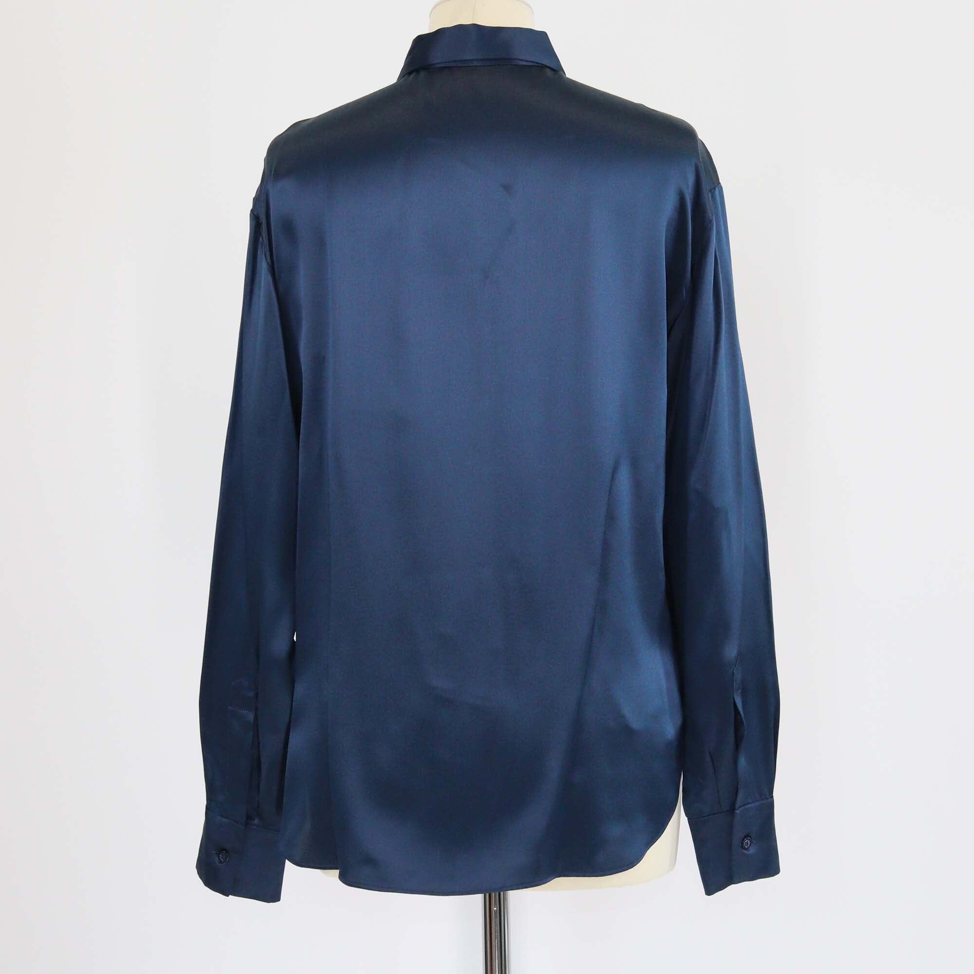 Christian Dior Navy Blue Bee Embroidered Long Sleeve Blouse Womens Christian Dior 