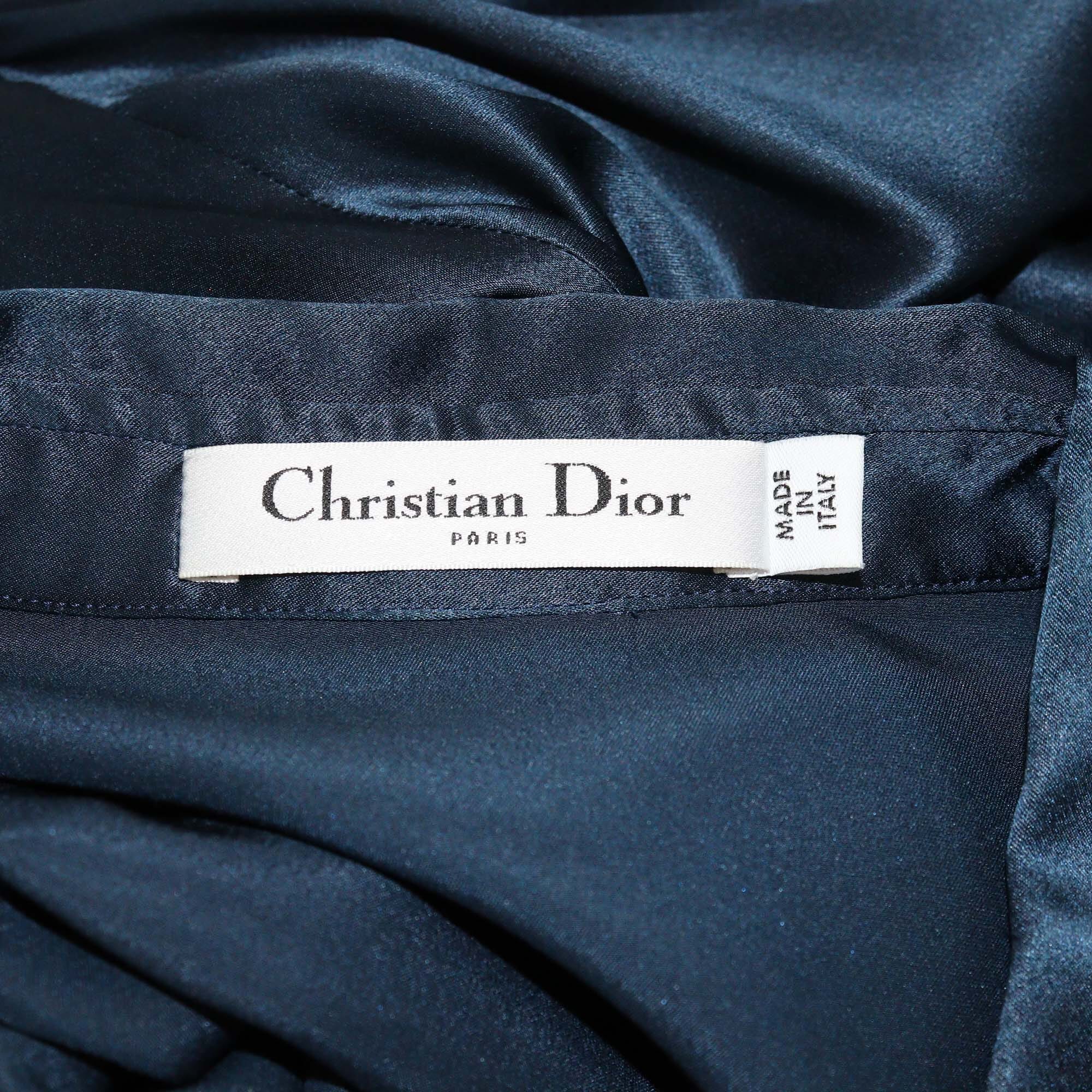 Christian Dior Navy Blue Bee Embroidered Long Sleeve Blouse Womens Christian Dior 
