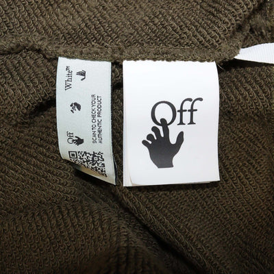 Off-White Khaki Green Floral Printed Cotton Knit Hoodie