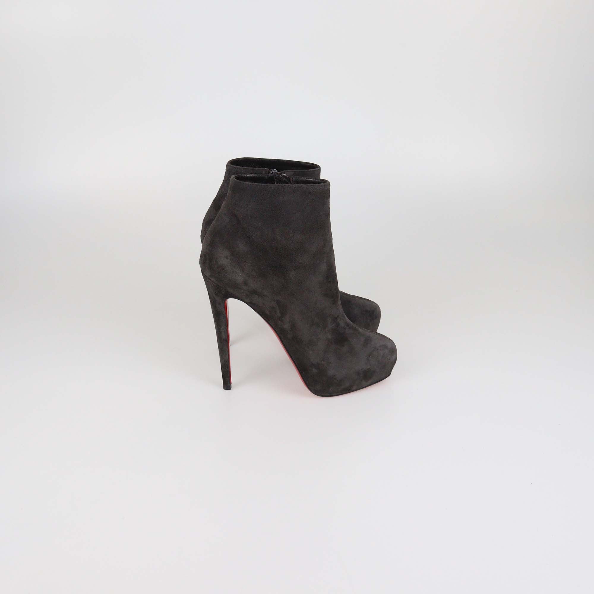 Christian Louboutin Ash Grey Suede Platform Ankle Booties
