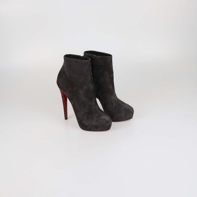 Christian Louboutin Ash Grey Suede Platform Ankle Booties