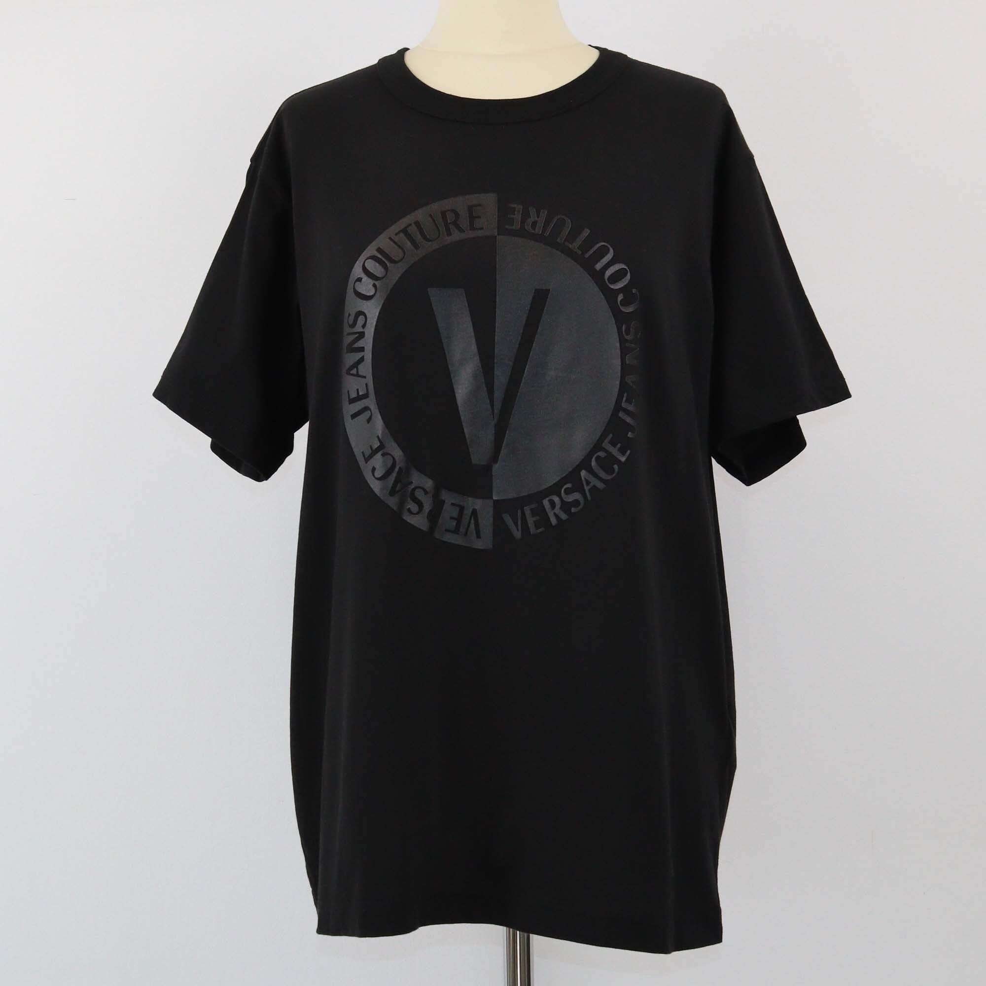 Versace Jeans Couture Black Logo Print Cotton T-Shirt Mens Versace Jeans Couture 