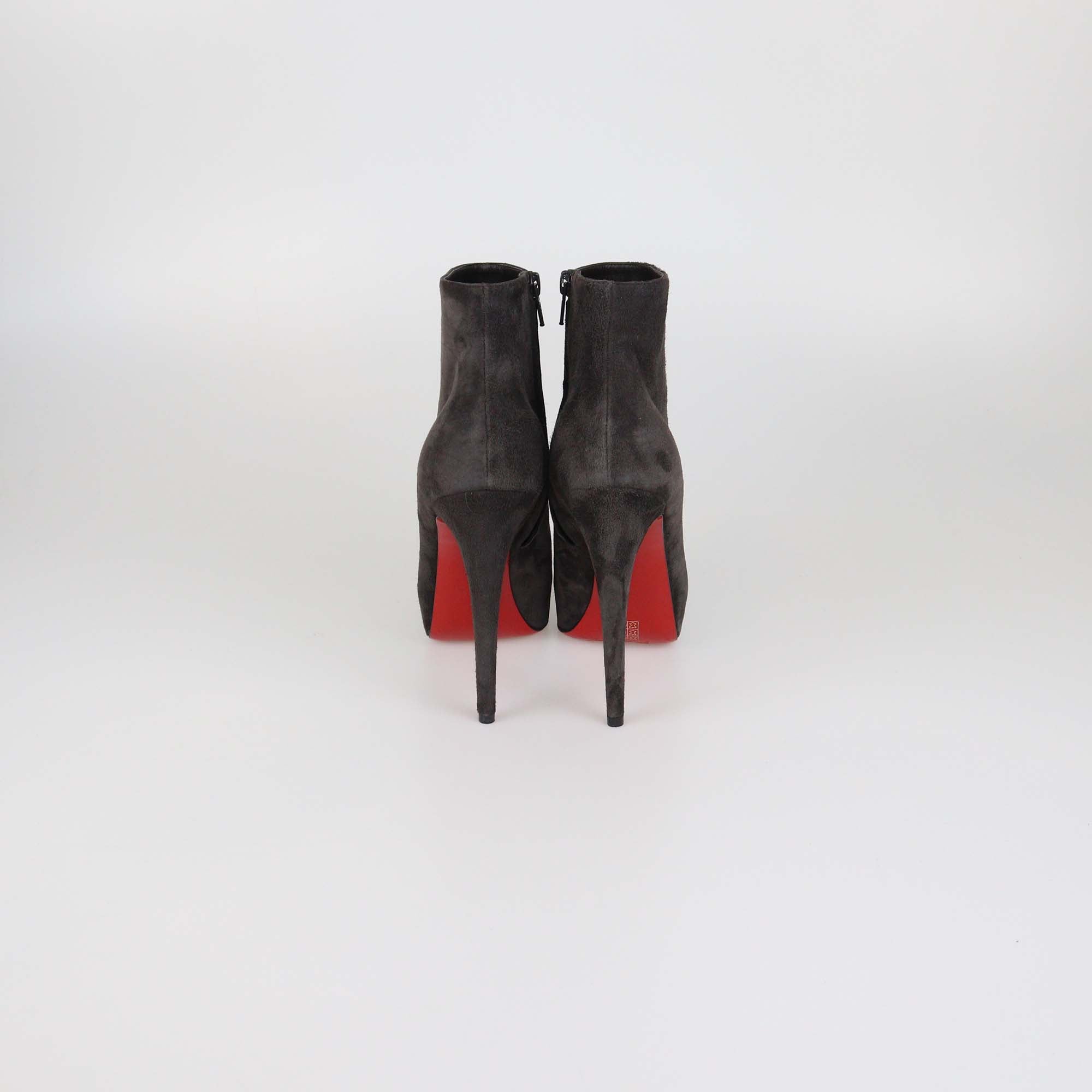 Christian Louboutin Ash Grey Suede Platform Ankle Booties