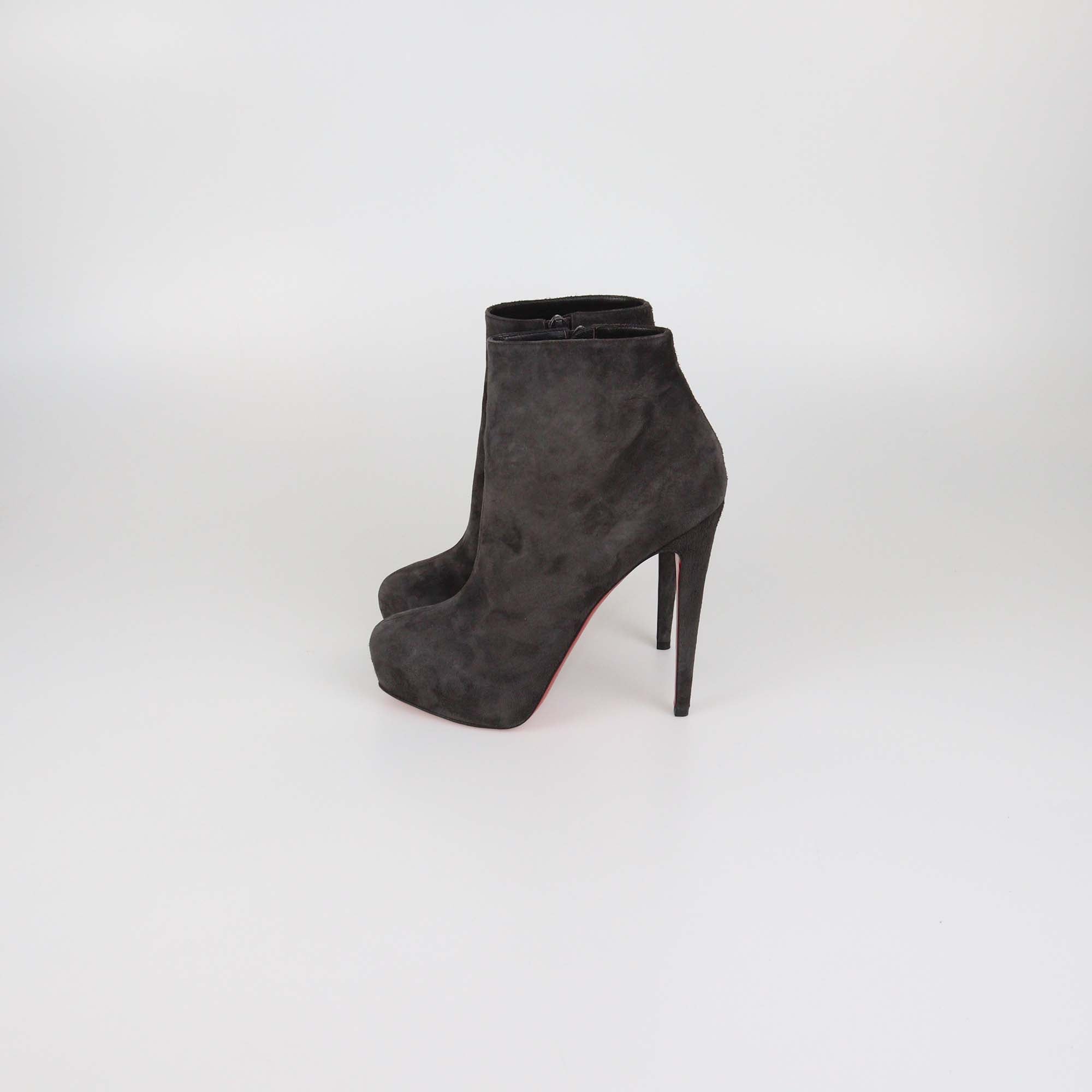 Christian Louboutin Ash Grey Suede Platform Ankle Booties