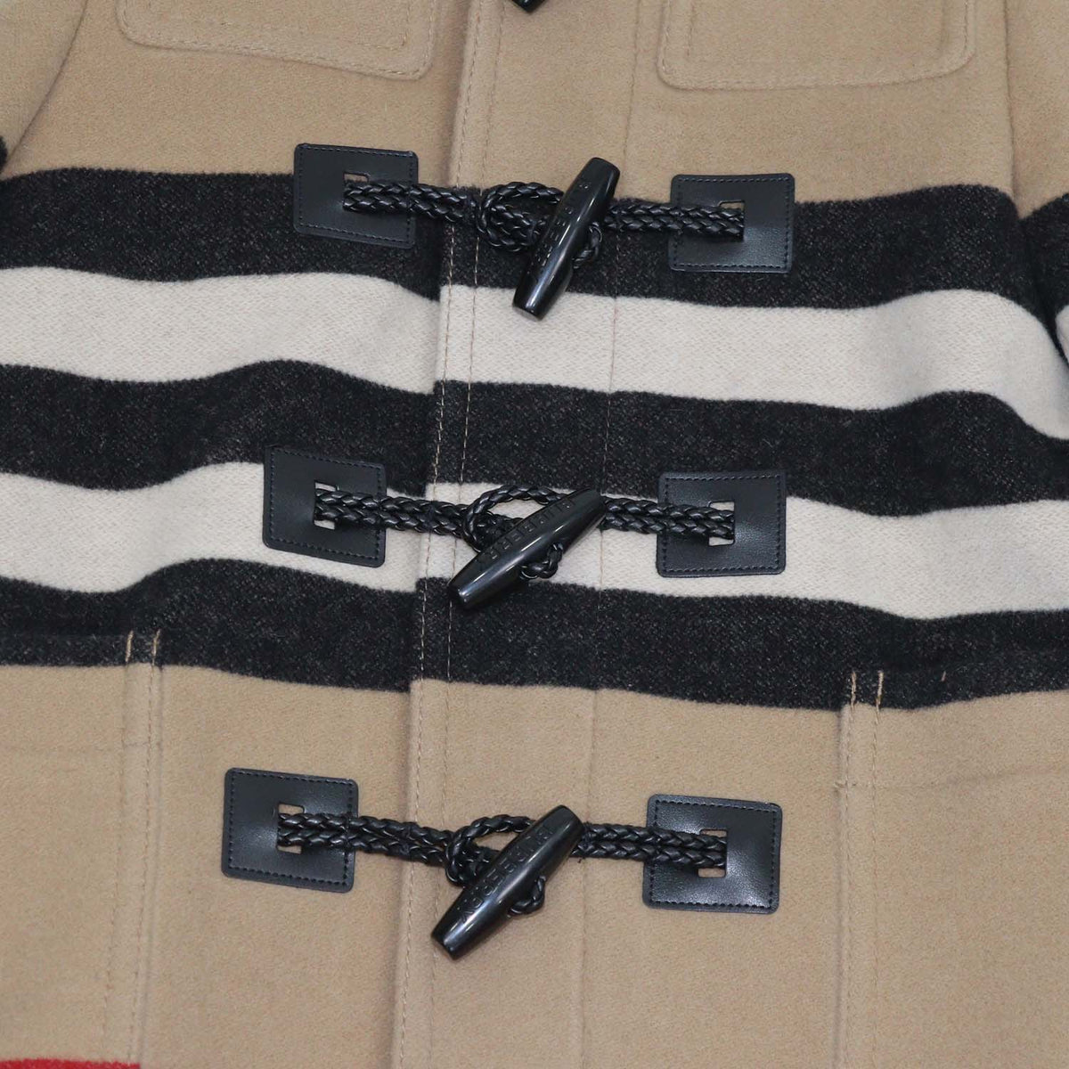 Burberry Kids Archive Beige Wool Icon Stripe Duffle Coat
