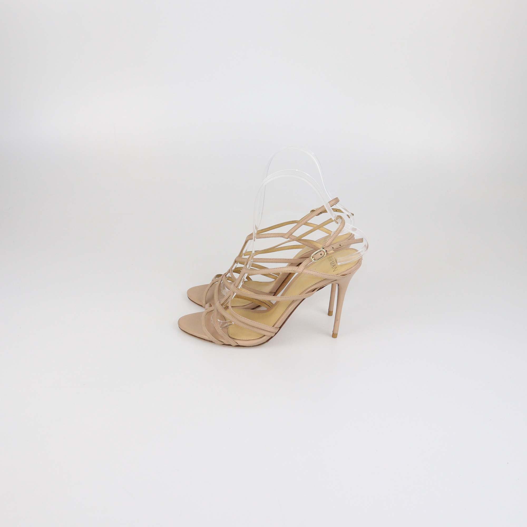 Alexandre Birman Beige Leather Strappy Sandals