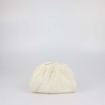 Bottega Veneta Off White Boucle Raffia Mini The Pouch Clutch