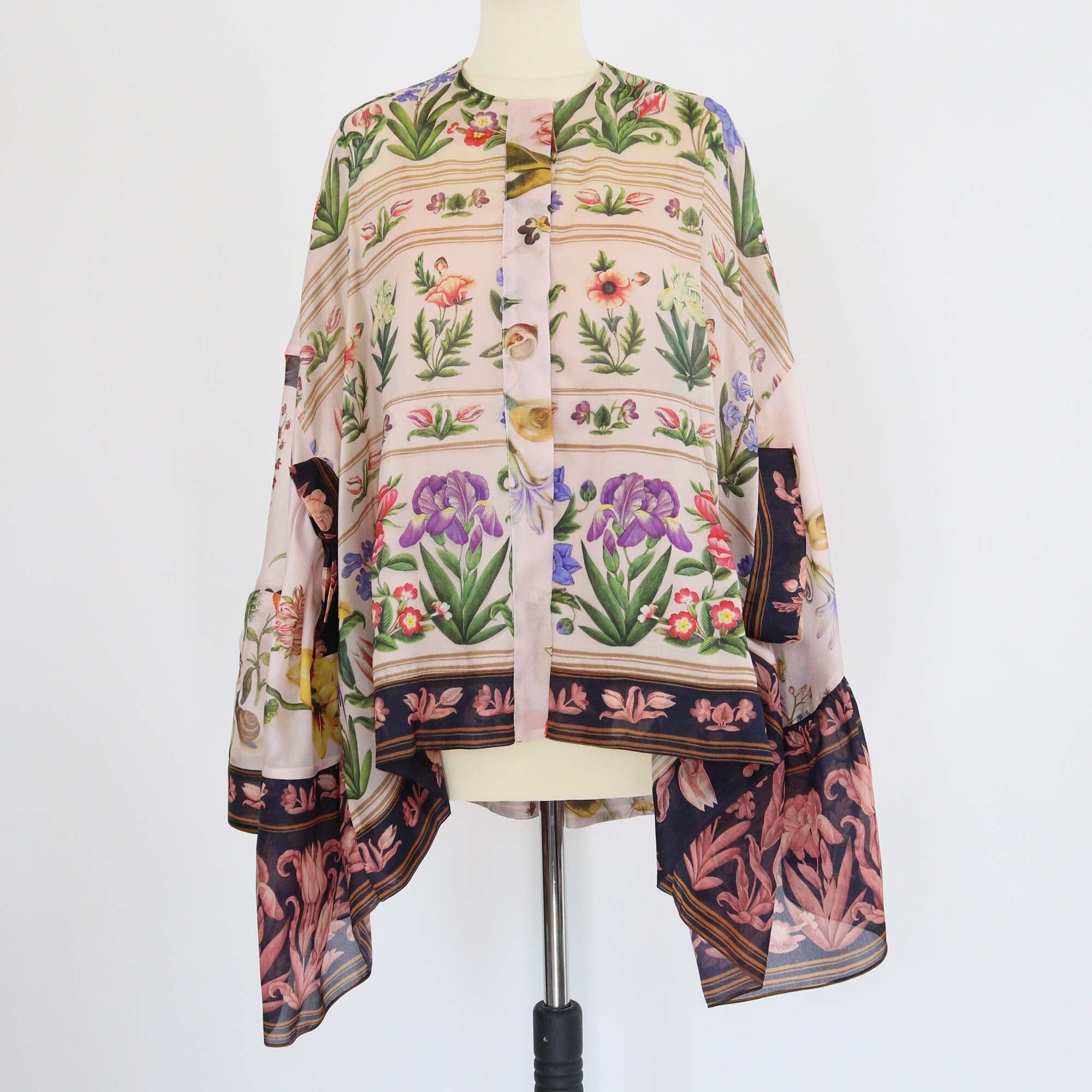 Biyan Light Pink Snail & Floral Print Cape Blouse Womens Biyan 