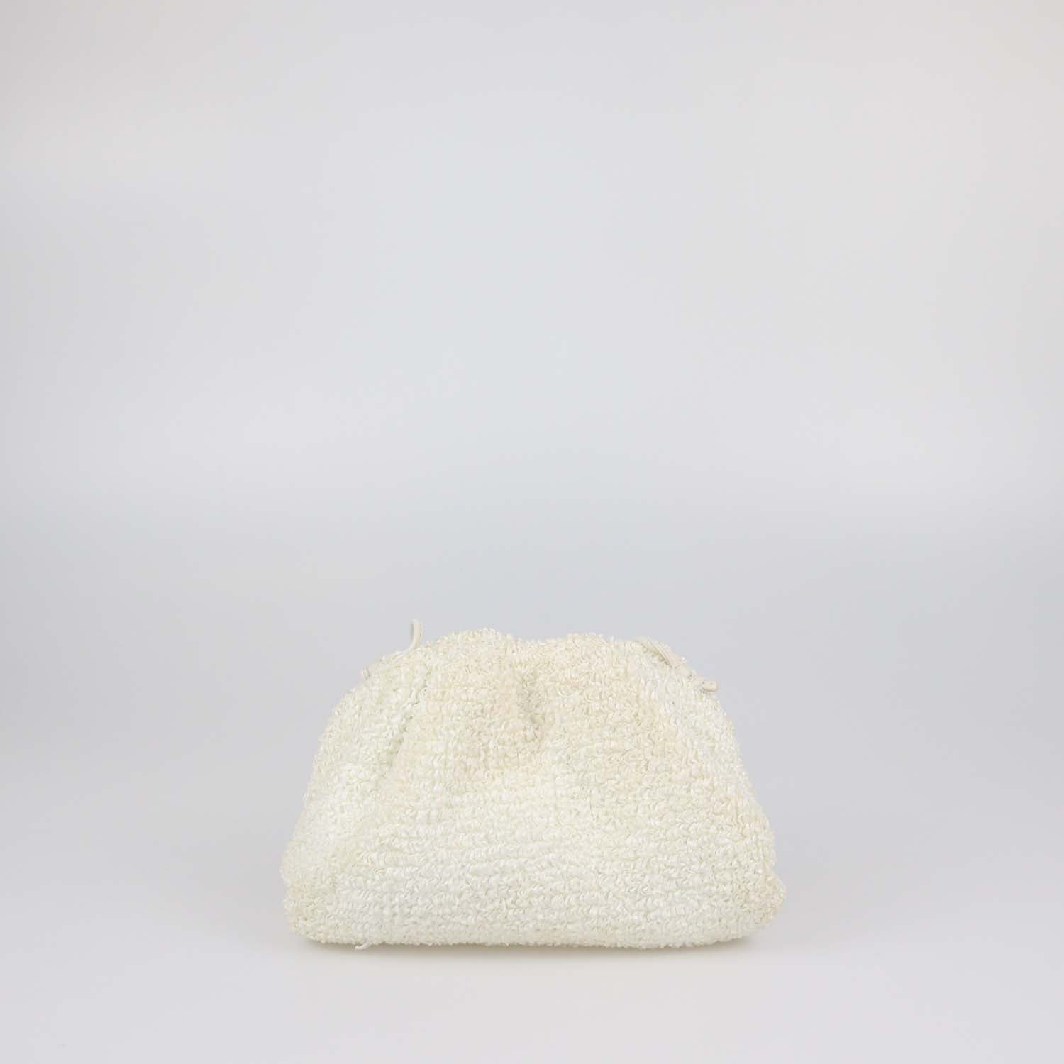 Bottega Veneta Off White Boucle Raffia Mini The Pouch Clutch