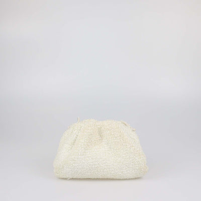 Bottega Veneta Off White Boucle Raffia Mini The Pouch Clutch