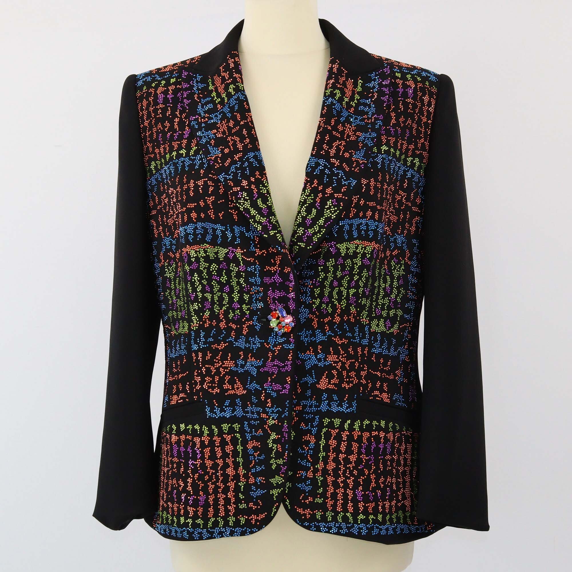 Gai Mattiolo Black Crystal Embellished The Red Carpet Blazer Womens Gai Mattiolo 