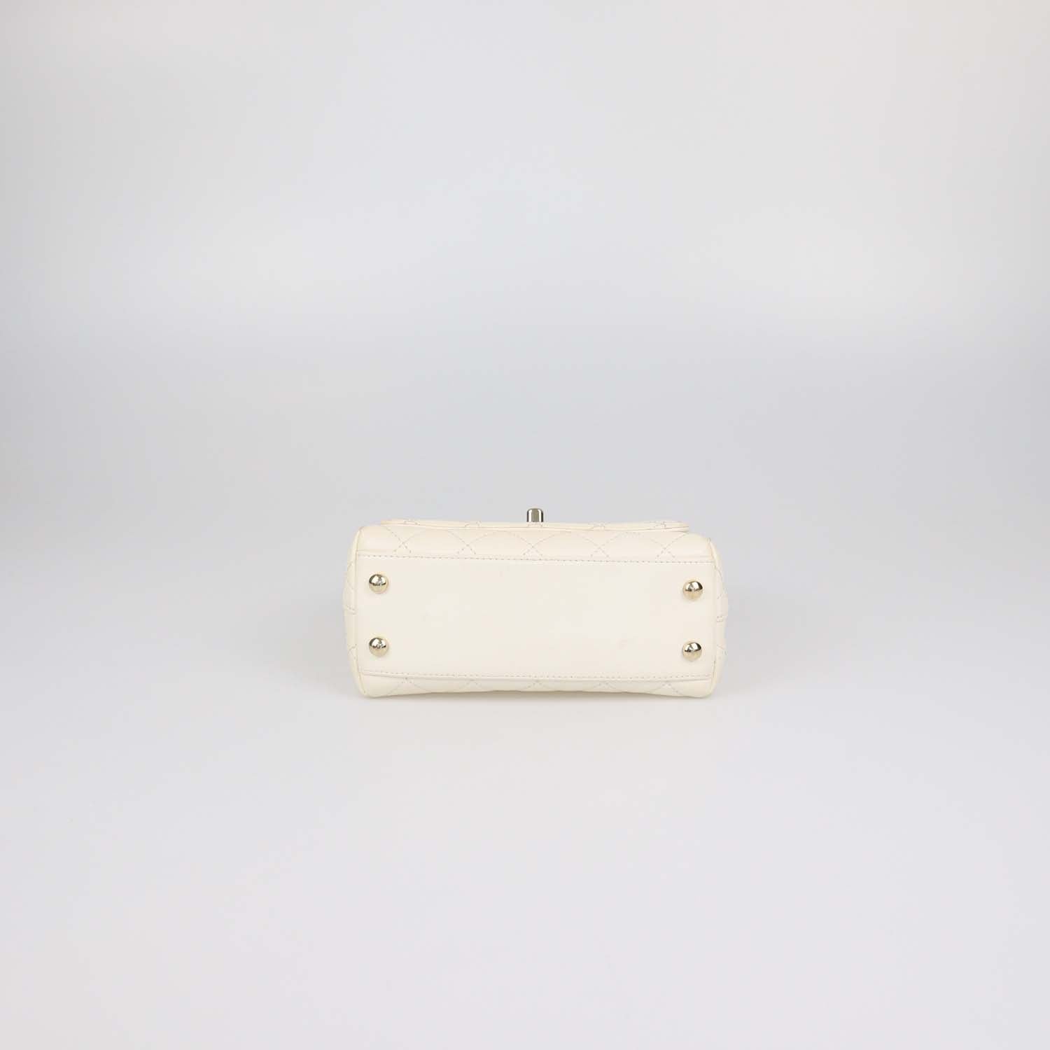 Chanel Off White Quilted Leather Mini Rainbow Coco Top Handle Bag