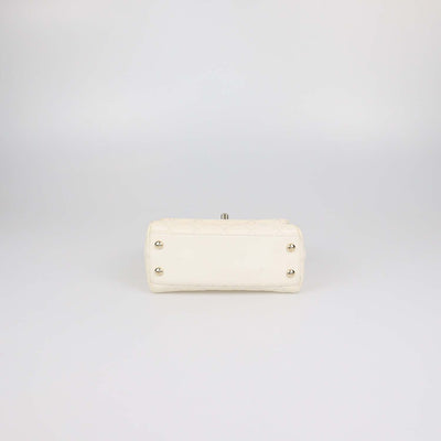Chanel Off White Quilted Leather Mini Rainbow Coco Top Handle Bag