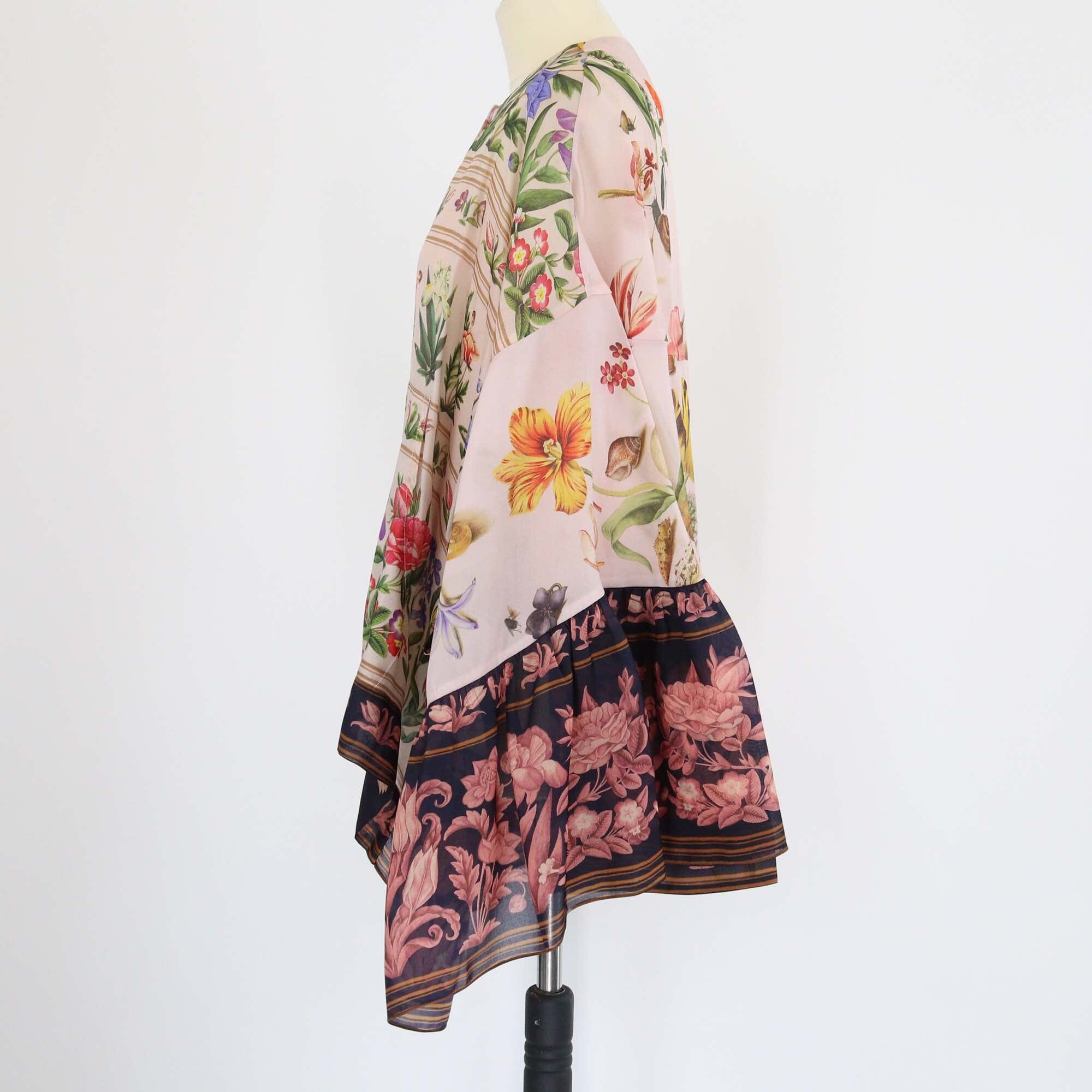 Biyan Light Pink Snail & Floral Print Cape Blouse Womens Biyan 