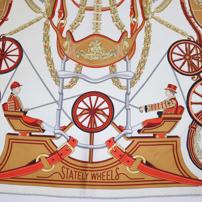 Hermes Multicolor Silk Stately Wheels Scarf 90