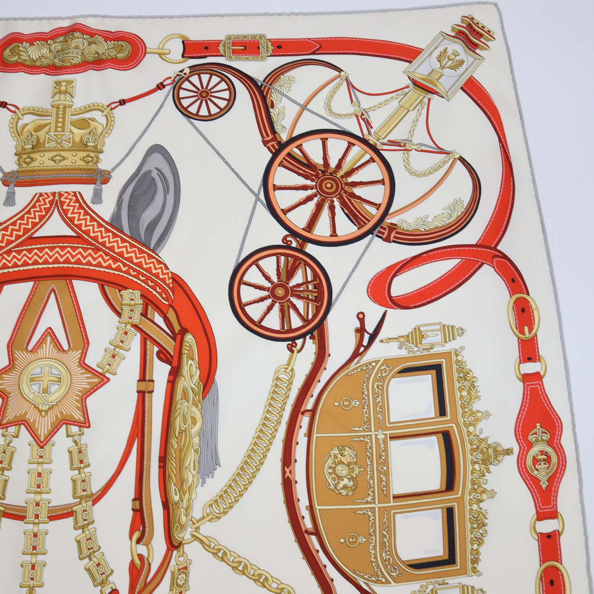 Hermes Multicolor Silk Stately Wheels Scarf 90
