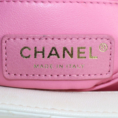 Chanel Off White Quilted Leather Mini Rainbow Coco Top Handle Bag