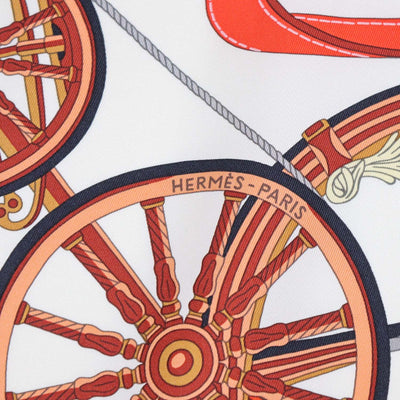 Hermes Multicolor Silk Stately Wheels Scarf 90
