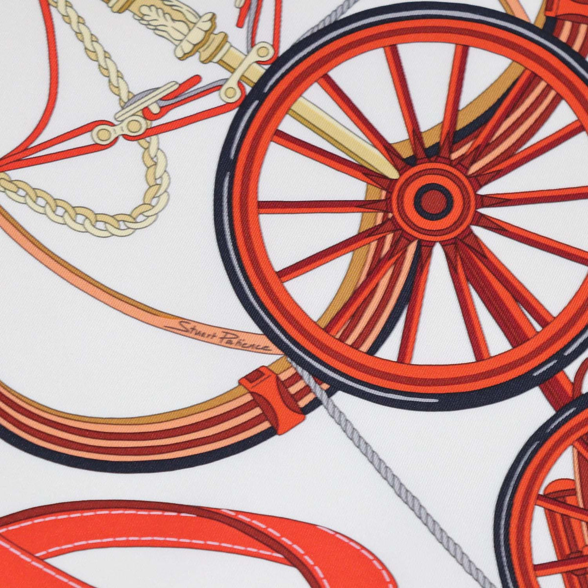 Hermes Multicolor Silk Stately Wheels Scarf 90