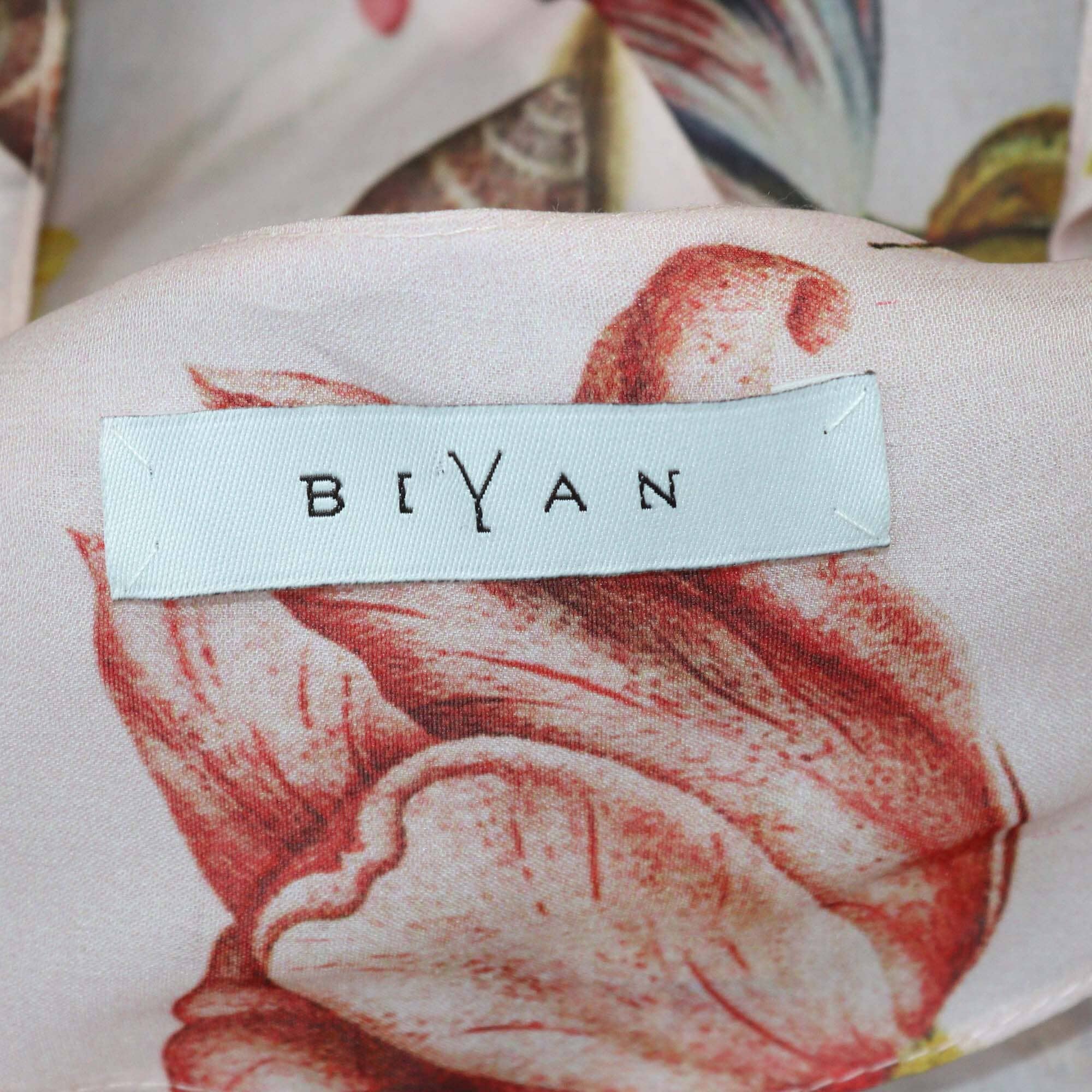Biyan Light Pink Snail & Floral Print Cape Blouse Womens Biyan 