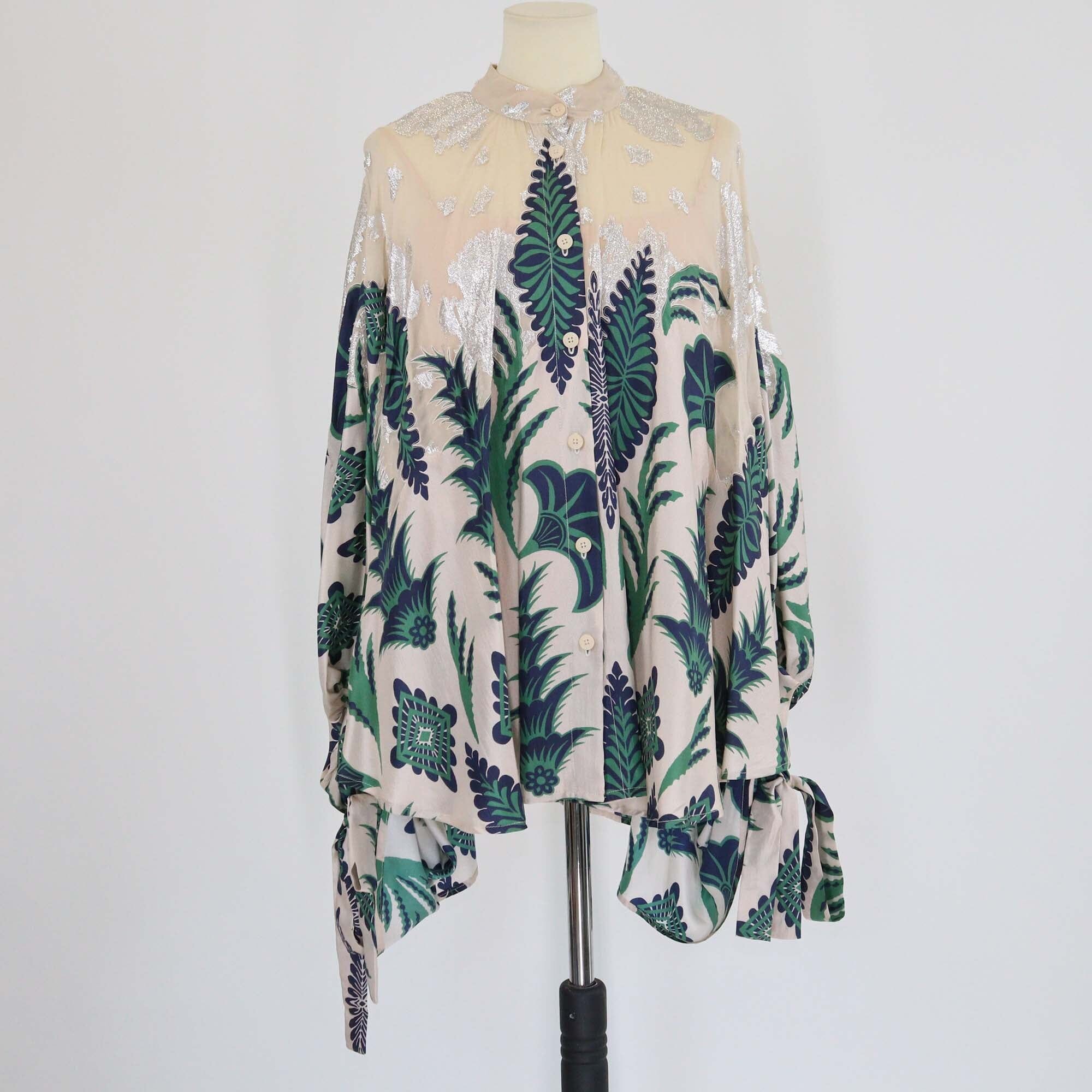 Biyan Multicolor Floral Print Jamaia Cape Blouse Womens Biyan 