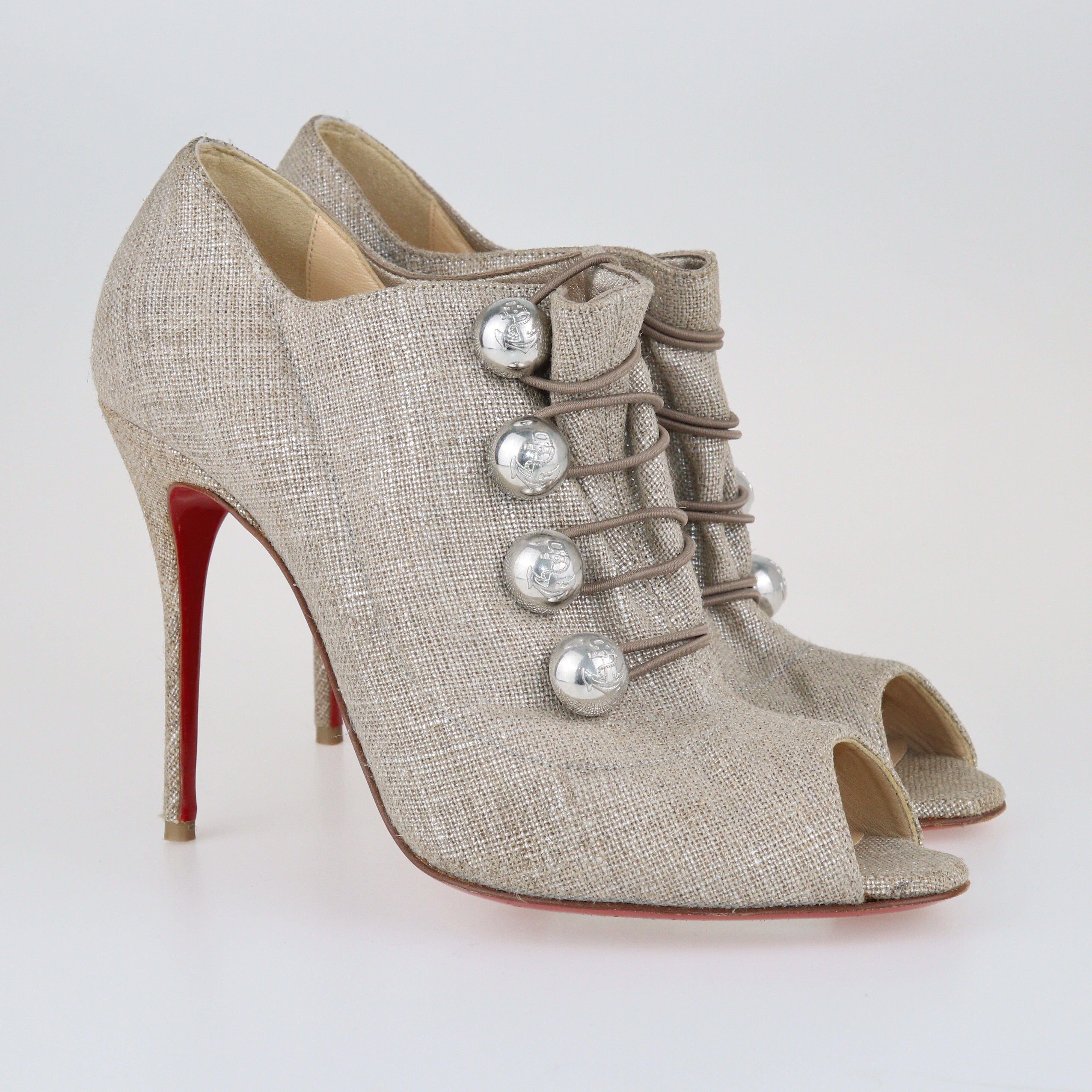 Beige Ankle Booties Shoes Christian Louboutin 