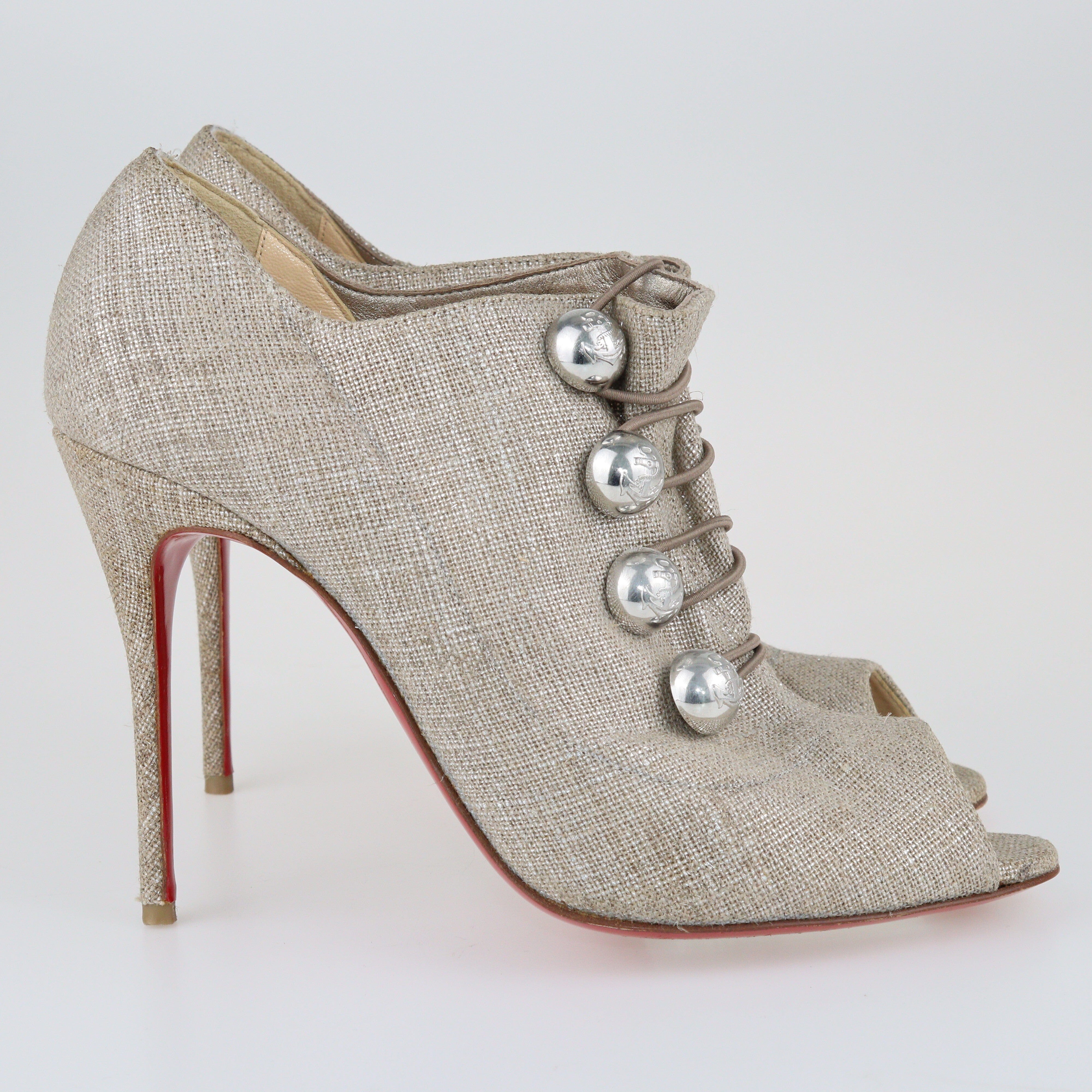 Beige Ankle Booties Shoes Christian Louboutin 