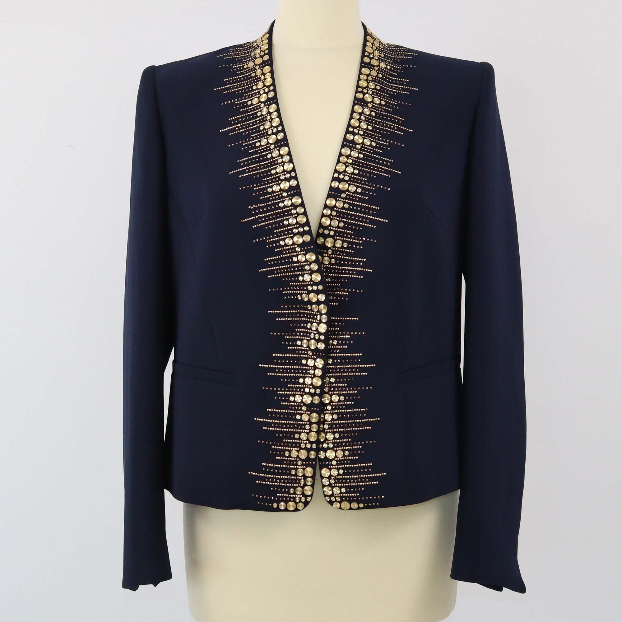 Gai Mattiolo Navy Blue The Red Carpet Studded Blazer Womens Gai Mattiolo 