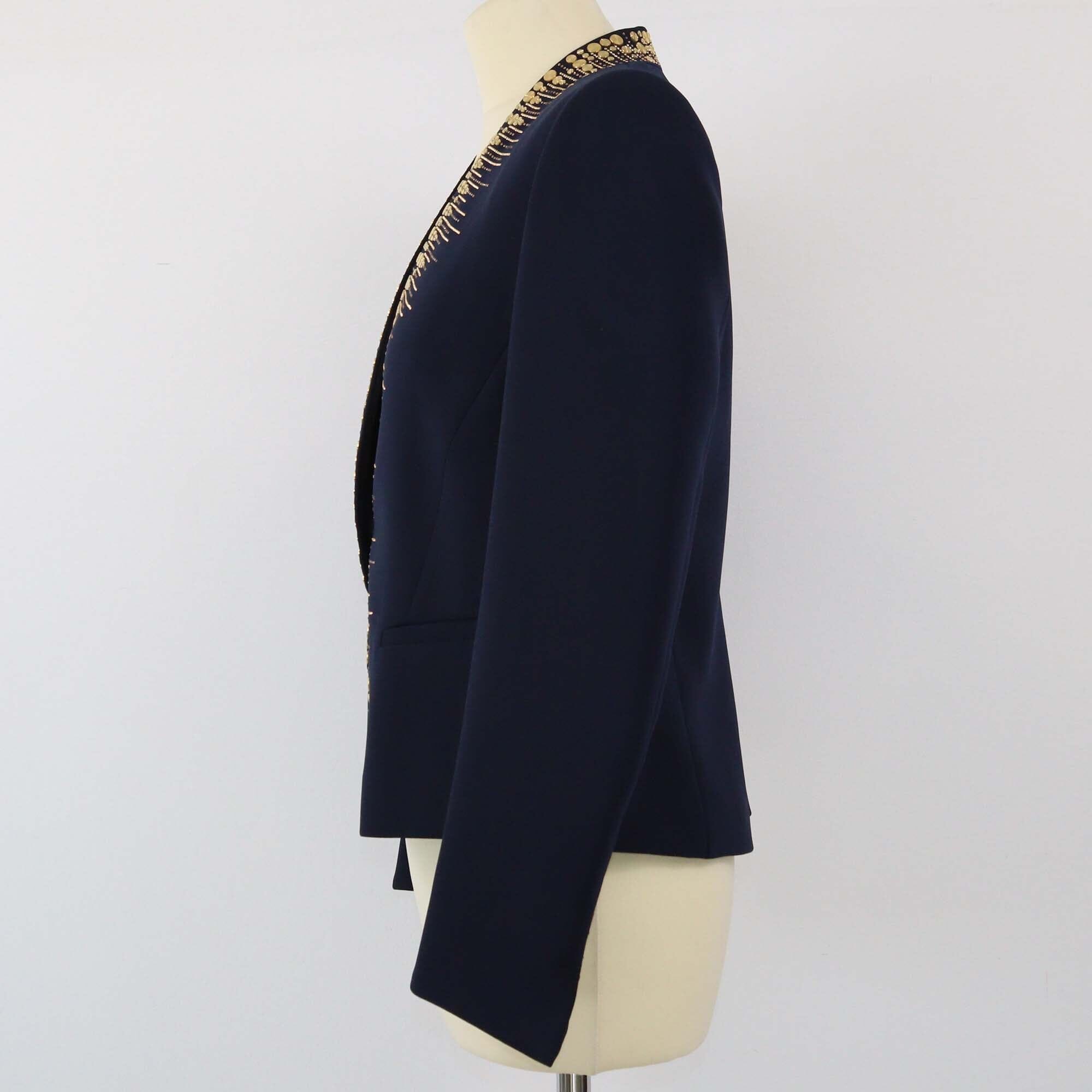 Gai Mattiolo Navy Blue The Red Carpet Studded Blazer Womens Gai Mattiolo 