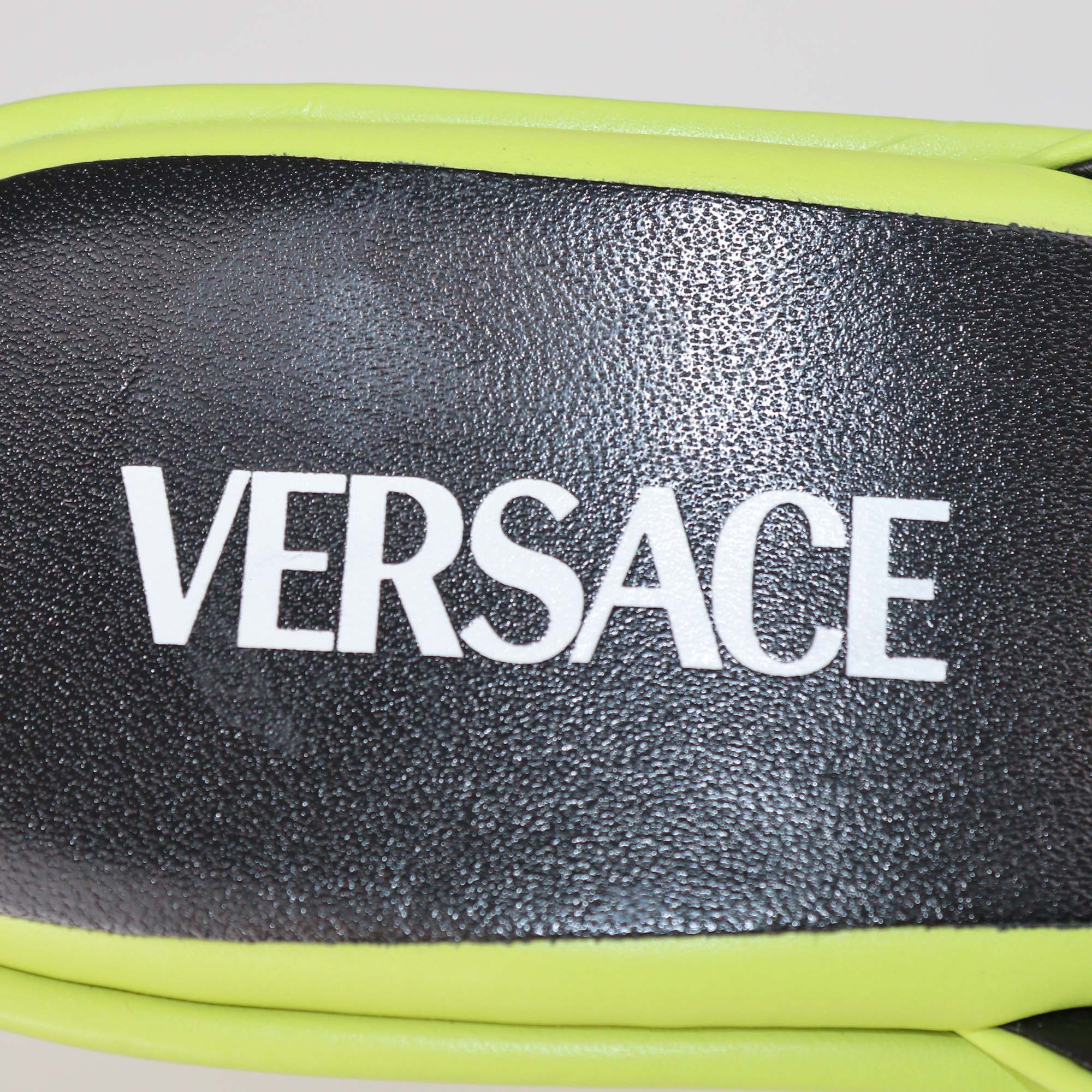 Versace Apple Green Leather Medusa Biggie Mules