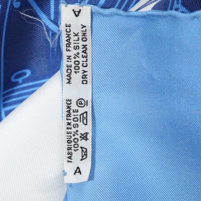Hermes Blue,White Silk Ex-Libris Scarf 90