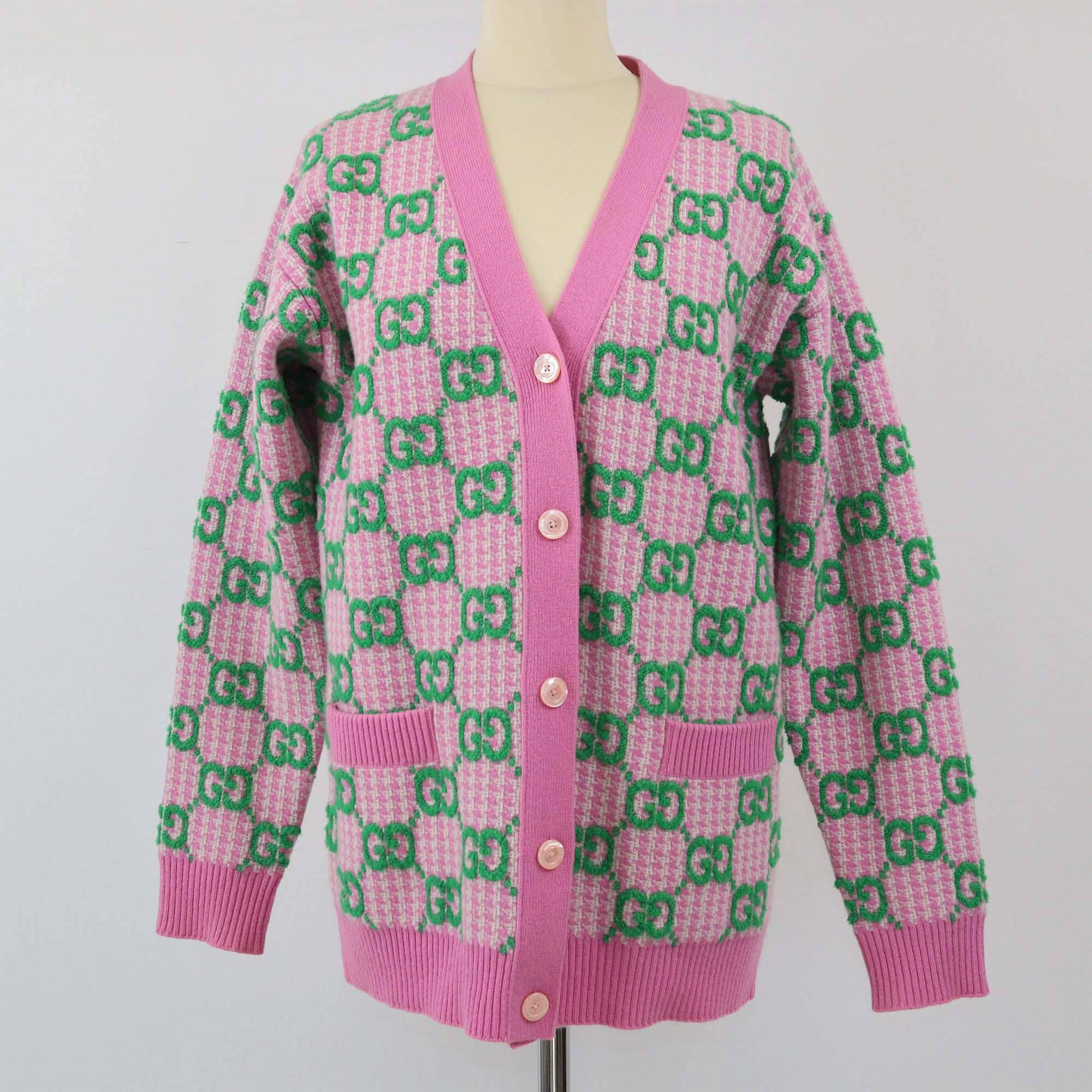 Gucci Pink/Green GG Cardigan Womens Gucci 