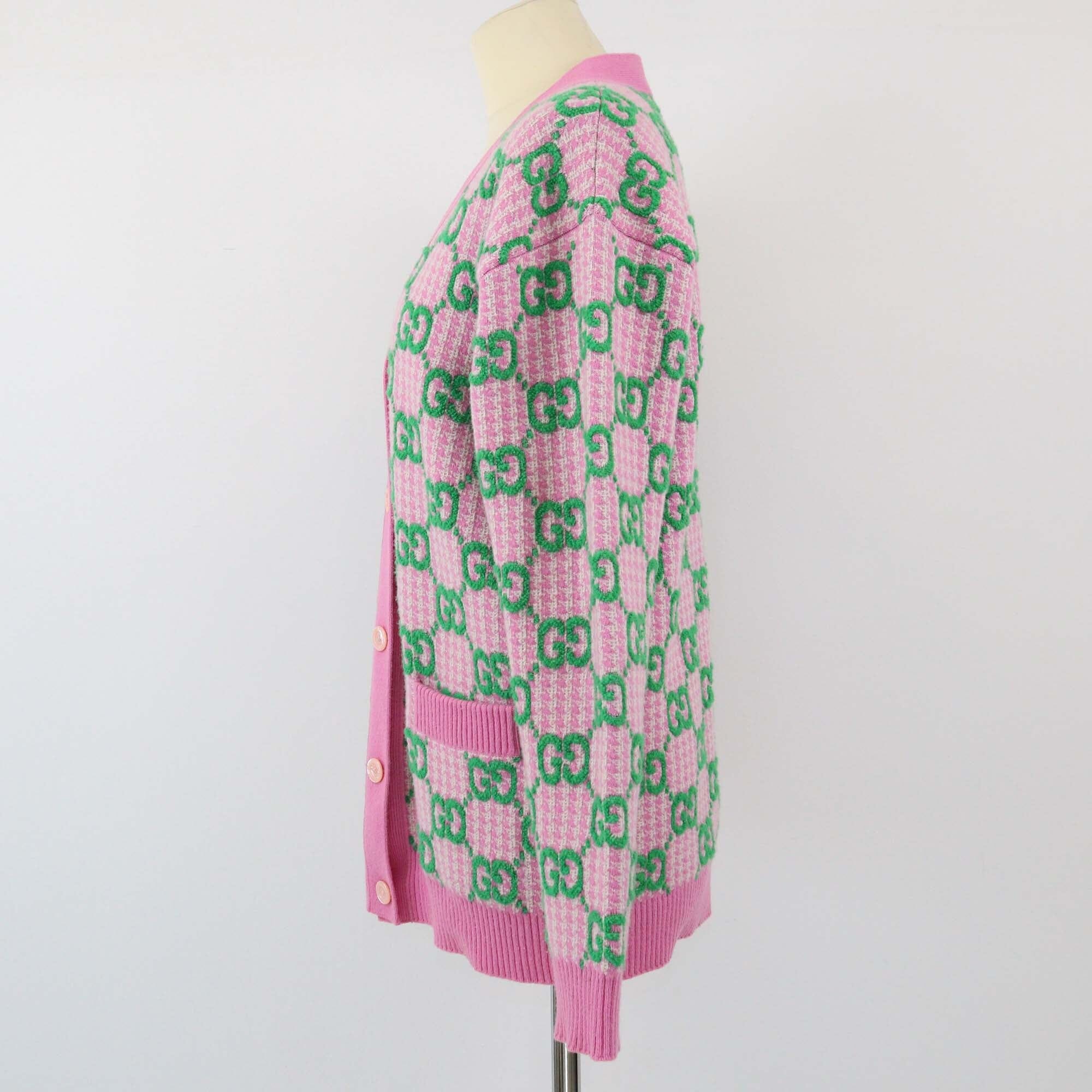 Gucci Pink/Green GG Cardigan Womens Gucci 