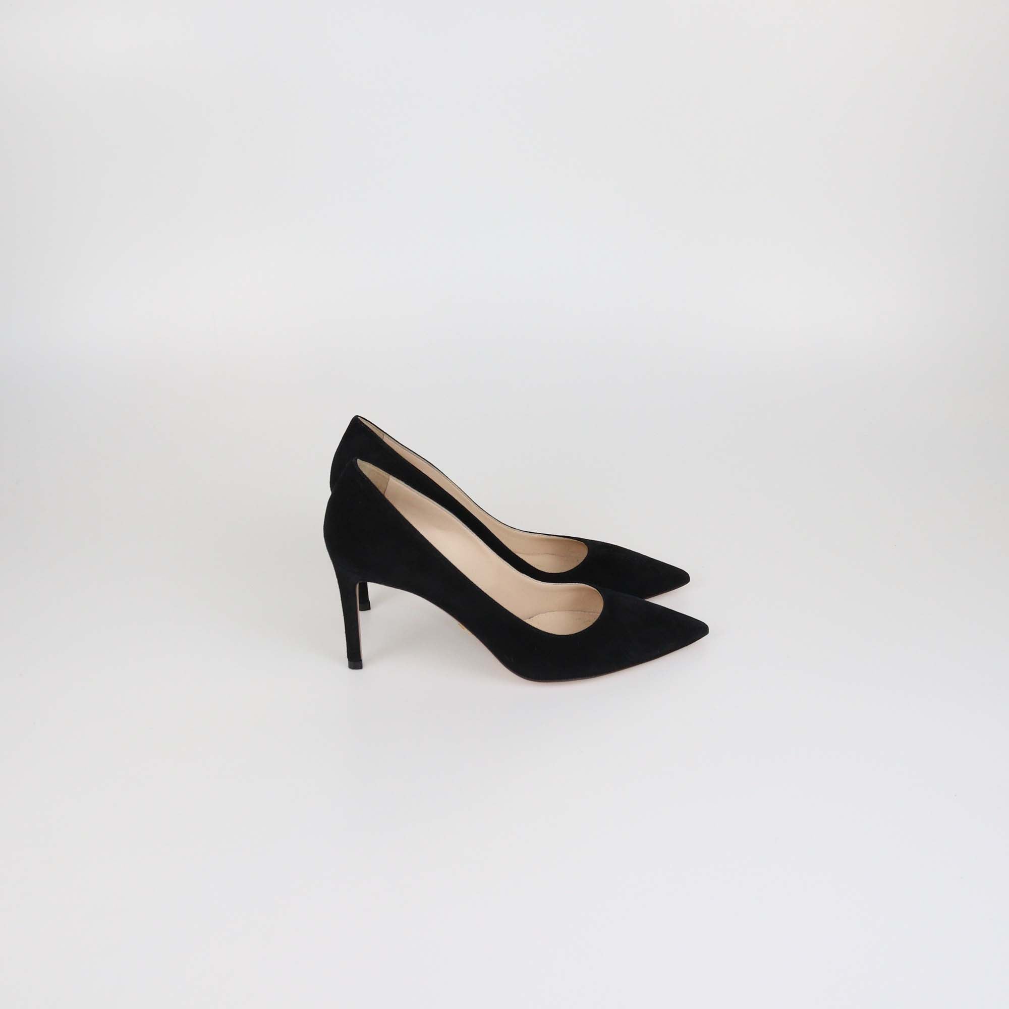 Prada Black Suede Pointed Toe Pumps