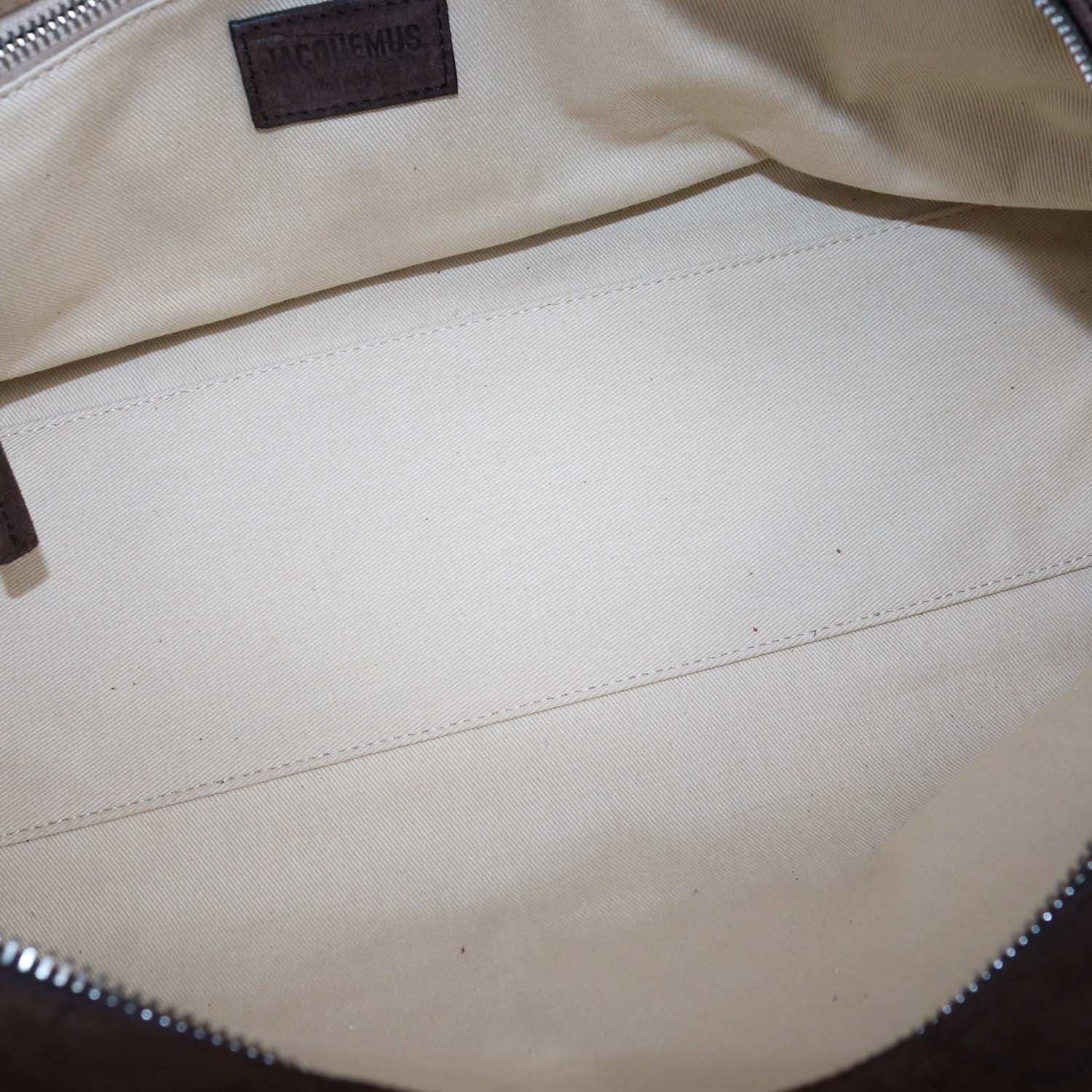 Jacquemus Brown Croc Embossed Suede The Turismo Bowling Bag