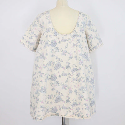 Ganni Beige Denim Floral-Print Dress