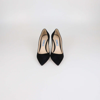 Prada Black Suede Pointed Toe Pumps