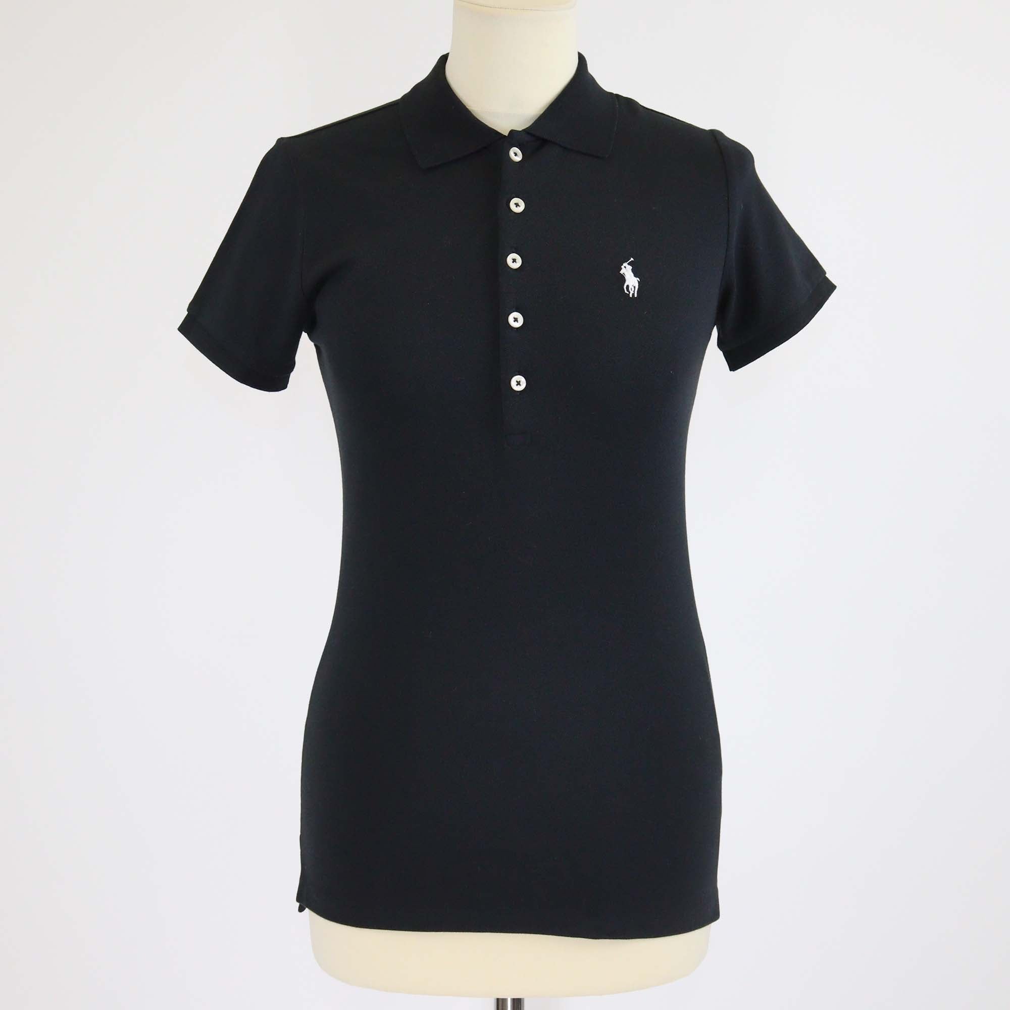 Polo Ralph Lauren Black Logo Print Slim Fit Jersey Polo T-Shirt