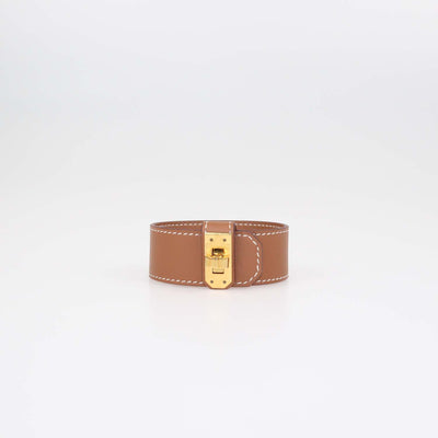 Hermes Gold Swift Leather Kelly Twist Bracelet T3