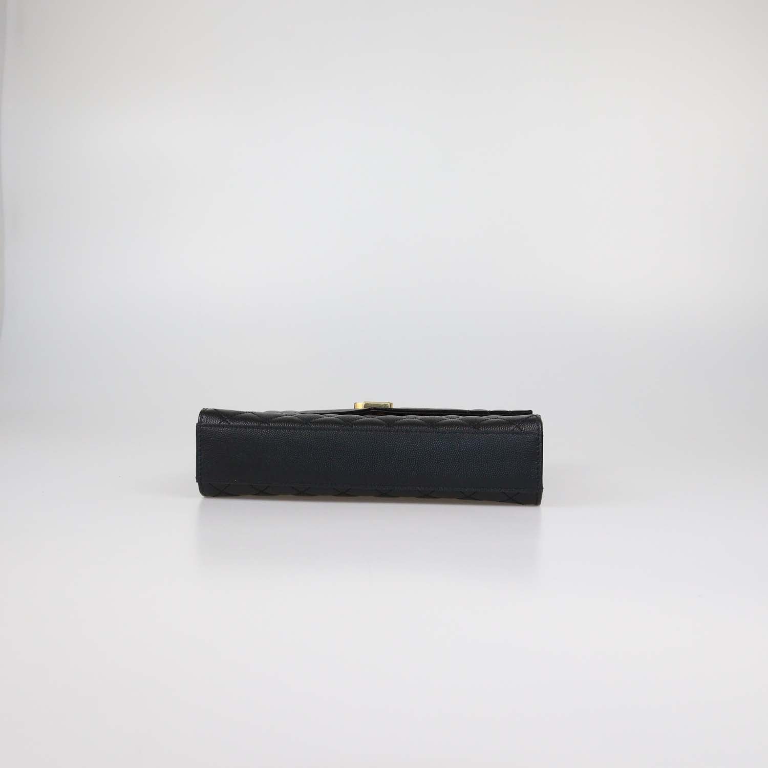 Saint Laurent Black Mix Matelasse Leather Medium Envelope Flap Bag