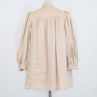Stretsis Beige Linen Annabelle Tunic Floral Embroidered Blouse