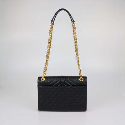 Saint Laurent Black Mix Matelasse Leather Medium Envelope Flap Bag